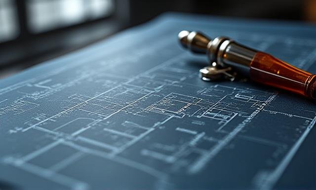 Strategic planning visual showing blueprints